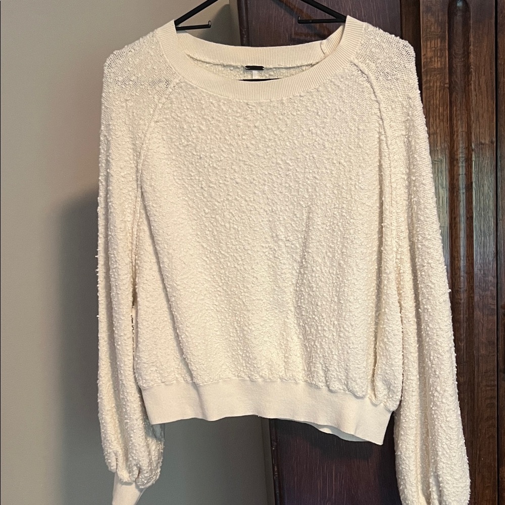 Free People Cozy Textured Cream Sweater